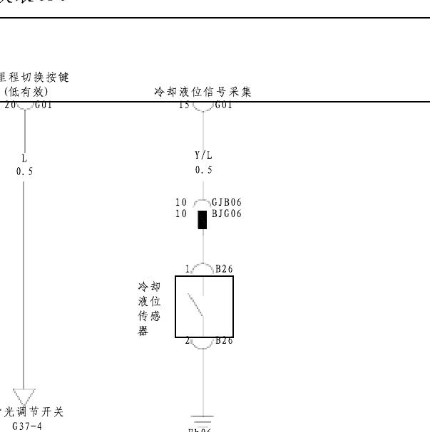 2017年比亚迪宋冷却液液位传感器电路图.