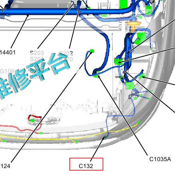 2016年福特全顺 室外温度传感器位置
