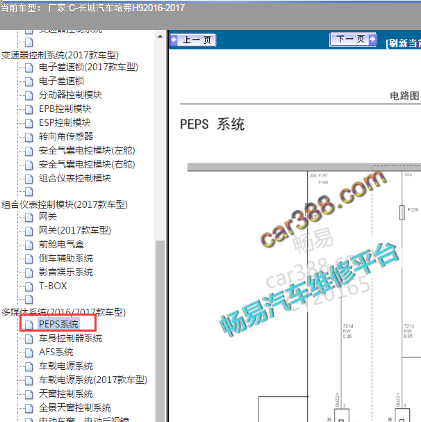 2016-2017年长城H9 PEPS电路图