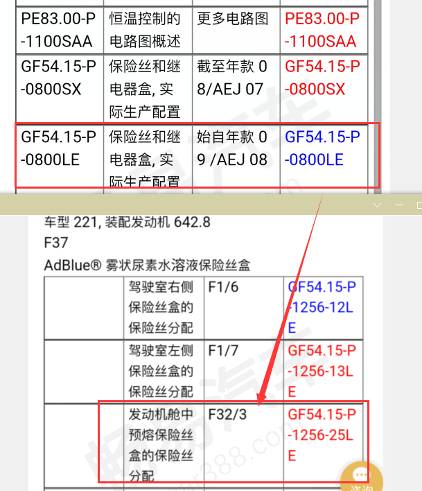 奔驰S300 保险丝资料