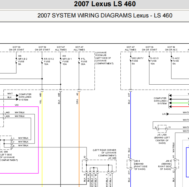 2007年雷克萨斯LS460尾门电路图