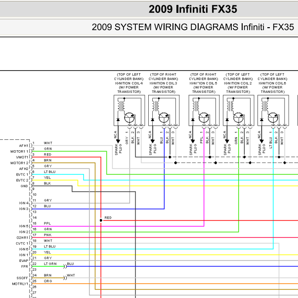 2009年英菲尼迪FX35发动机电路图及飞轮安装图
