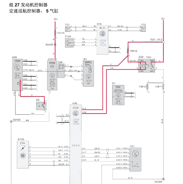 2015-2017年沃尔沃X90 发动机电路图