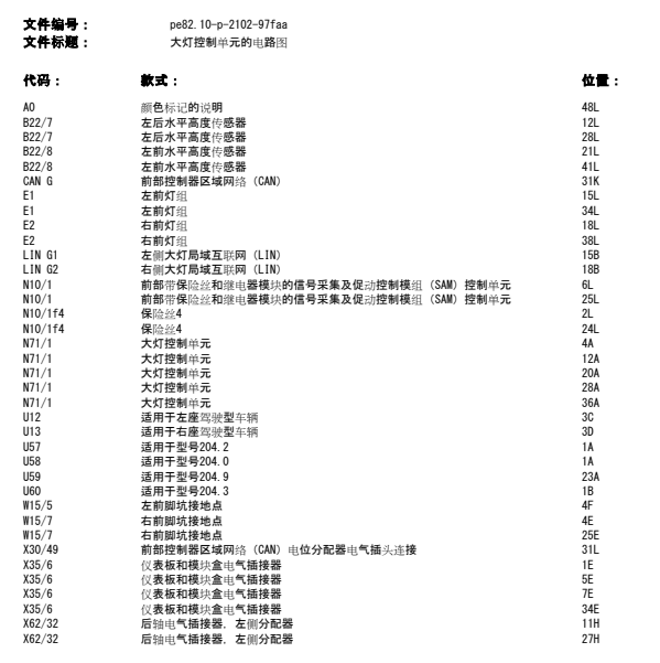 2009年奔驰C260大灯电路图