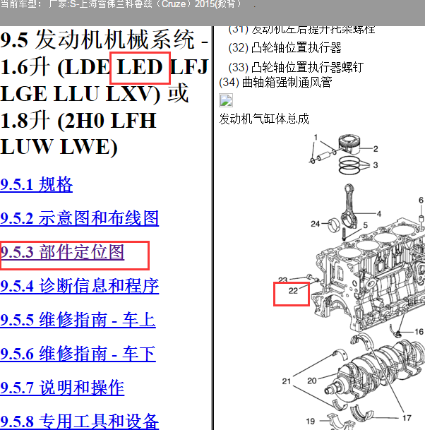 2015年雪佛兰科鲁兹 发动机机油单向阀位置.