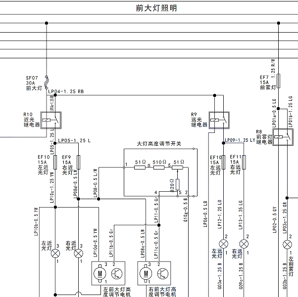 广汽吉奥灯光电路图