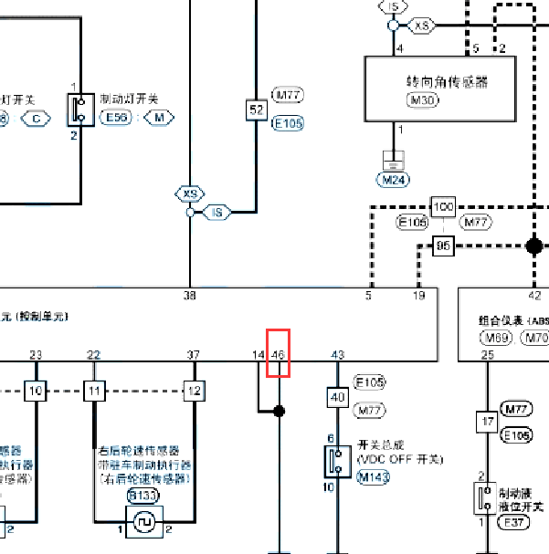 启辰D60 46针 ABS电路图