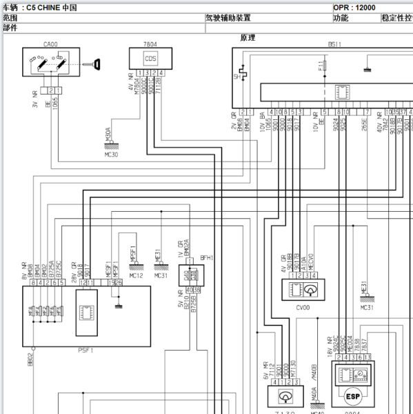 雪铁龙C5 ABS电路图