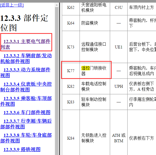 2012年别克君越遥控接收器位置