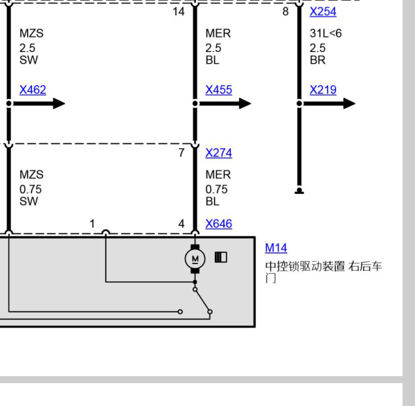2002年宝马530I中控门锁电路图