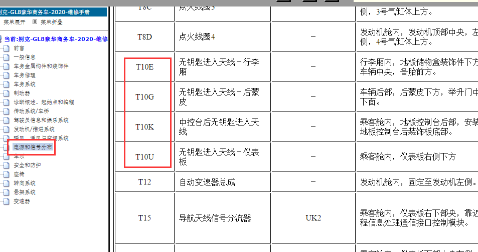 2020年别克GL8无钥匙天线位置