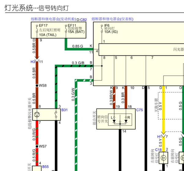 2015年五十铃D-MAX转向灯电路图