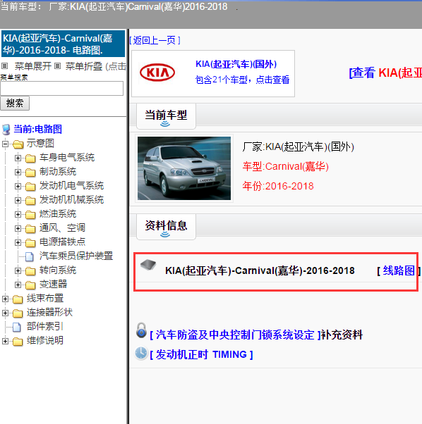 KIA(起亚汽车)-Carnival(嘉华)-2016-2018[ 线路图 ]