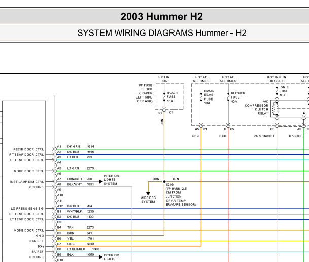 2003年悍马H2空调线路图
