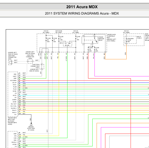 2011年讴歌MDX车窗电路图