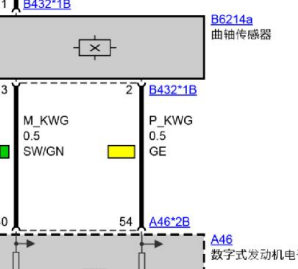 宝马B38A15C发动机曲轴传感器电路图