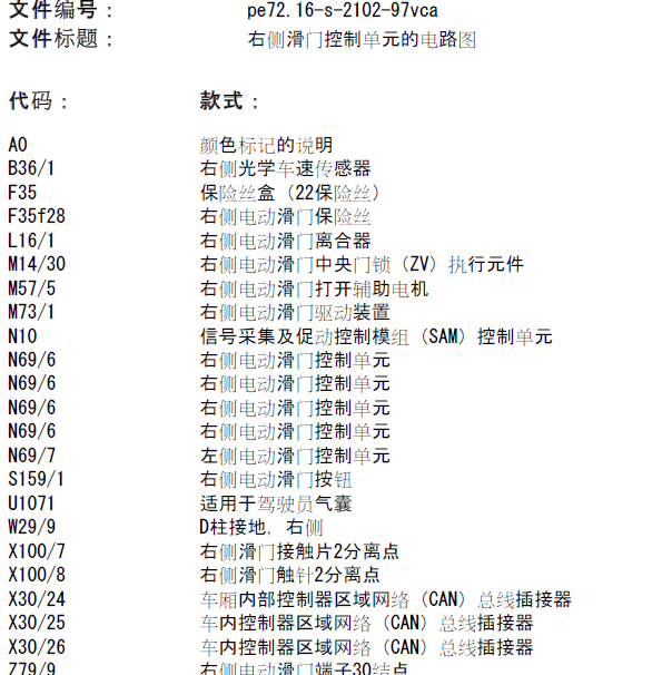 奔驰唯雅诺 滑门电路图
