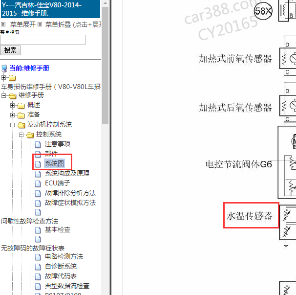 2014年一汽佳宝V80发动机电路图
