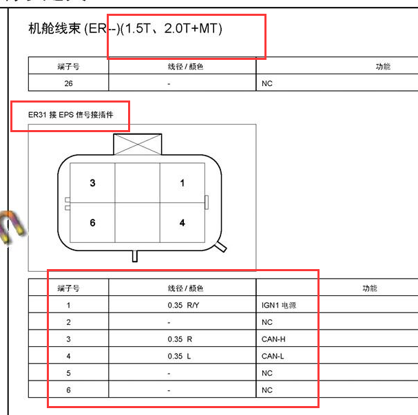 2018-2020年汉腾X7 转向助力系统针脚.