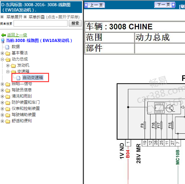 2016年标致3008变速箱电路图