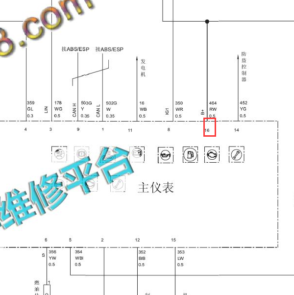 2012-2016腾翼C5016针仪表电路图