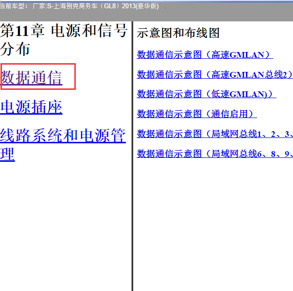 2013年别克GL8通讯电路图
