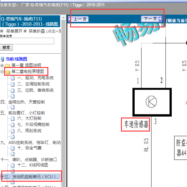 2010年奇瑞瑞虎车速传感器电路图