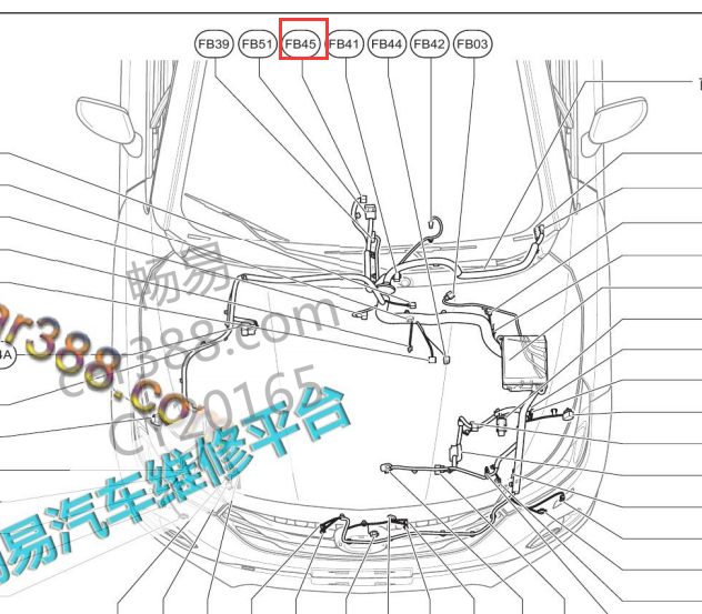 GS4电子手刹到后刹车分泵电机的插头BD28 FB45位置图