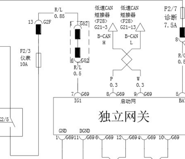 2014年比亚迪L3网关线路图及位置图