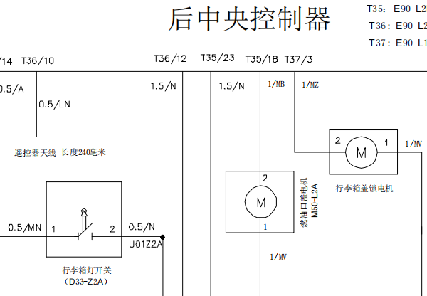 中华骏捷尾门和油箱盖电路图