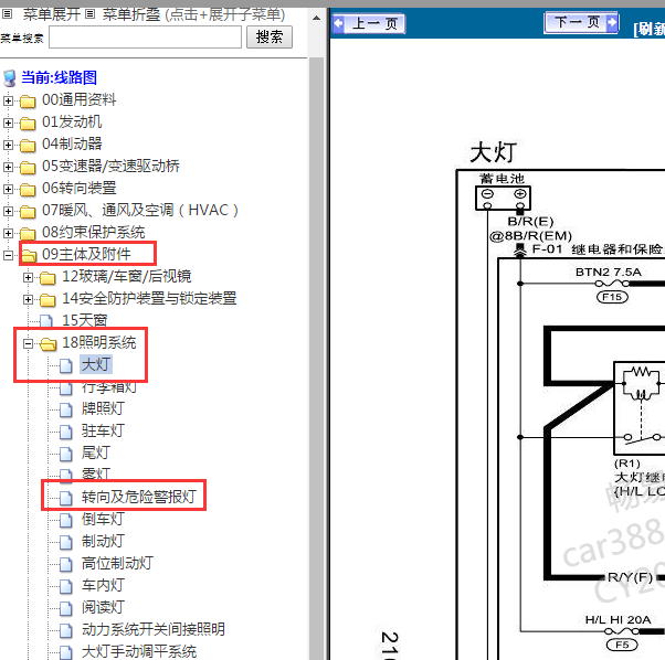 2011年马自达M3灯光电路图