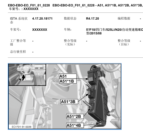 2015年宝马525LI网关位置