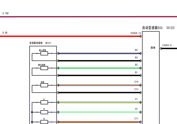 2008年名爵7 变速箱电路图