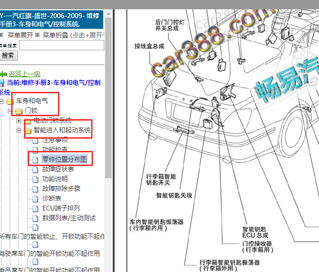2006-2009年红旗盛世无钥匙天线位置