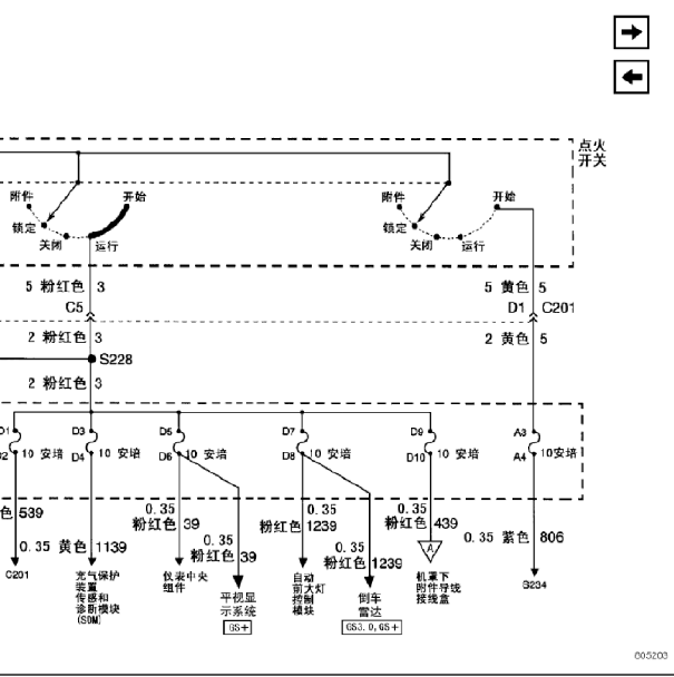 2007年别克君越LB8 发动机点火开关电路图