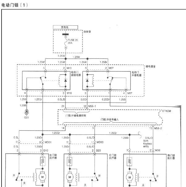 2015年江淮瑞风门锁电路图