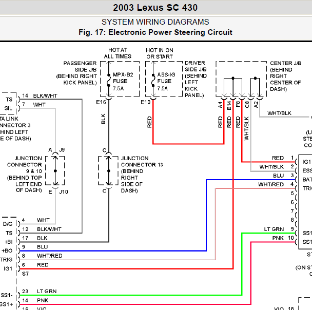 2003年雷克萨斯SC430 方向盘电路图