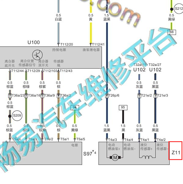 2016-2017年北京启动BJ20  4A91T发动机燃油泵电路图