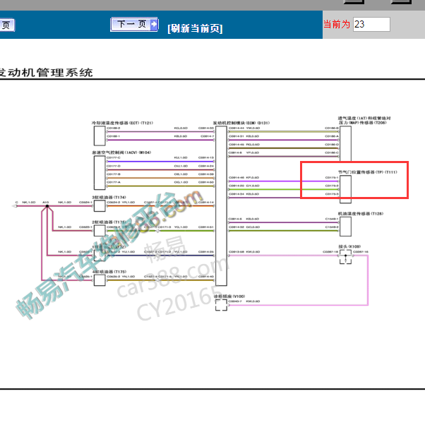 2007-2010年名爵MG7 发动机节气门电路图