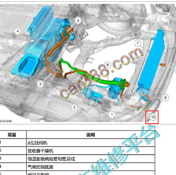 2017年福特探险者空调压力传感器位置