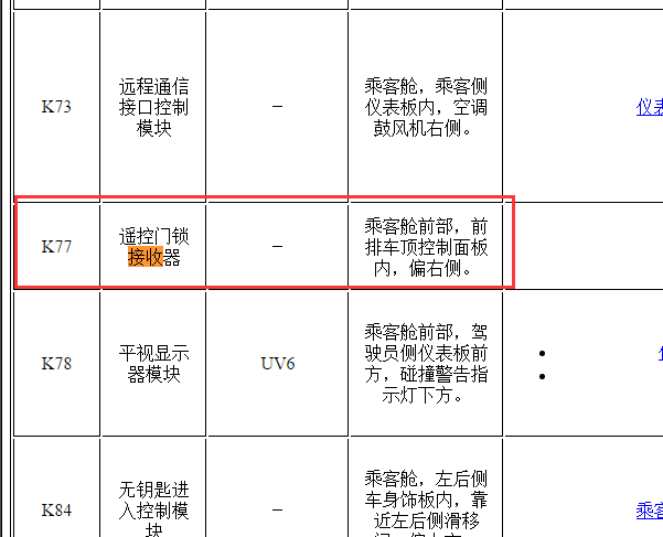 2021年别克GL8接收器模块位置