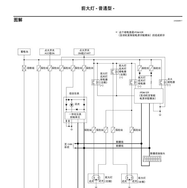 2005年日产骐达大灯电路图