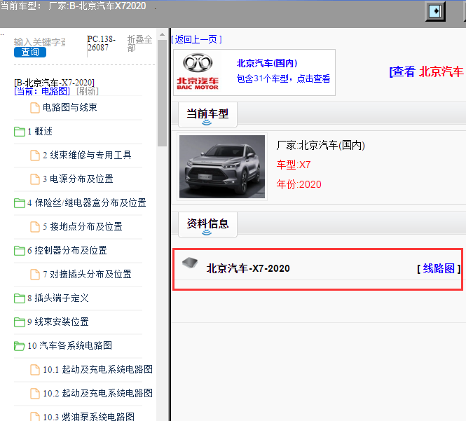 北京汽车-X7-2020[ 线路图 ]