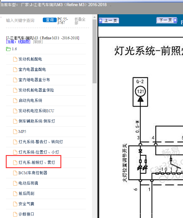 2016-2018年江淮瑞风M3大灯电路