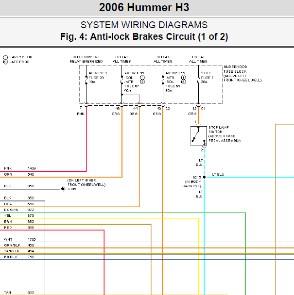 2006年悍马H3 ABS电路图