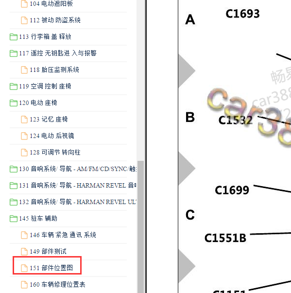 2018年林肯大陆全车部件位置图