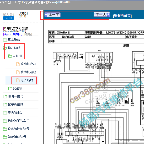 2004年雪铁龙塞纳发动机电路图