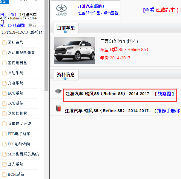 2014-2017年江淮瑞风S5 全车电路图
