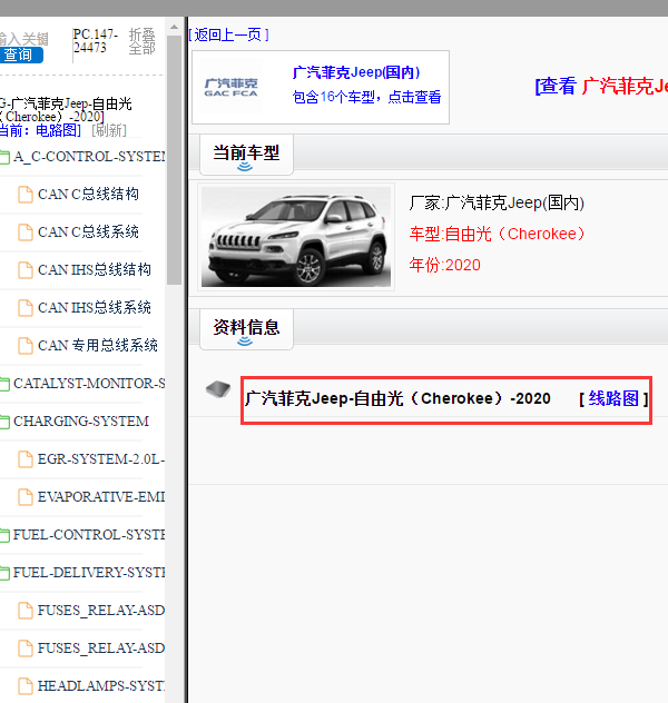 2020年吉普自由光全车电路图