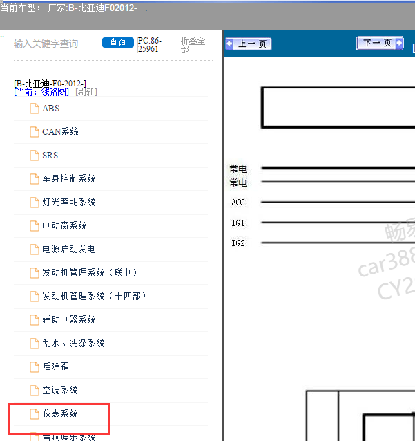 12年比亚迪F0仪表电路图